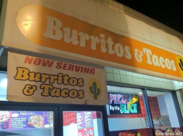 Burritoja ja tacoja - Nyt meiltä myös burritoja ja tacoja.