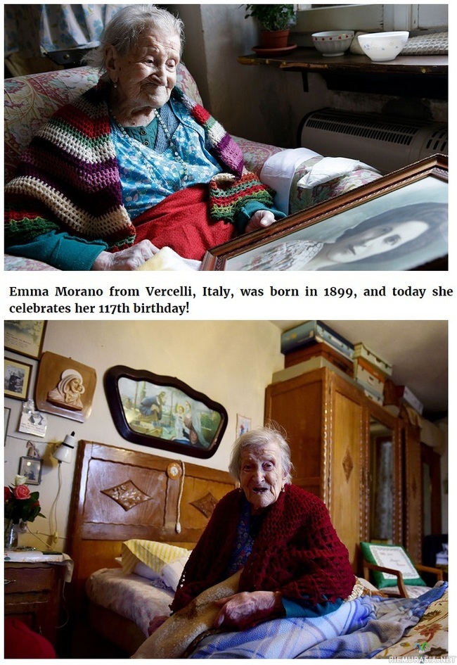 Maailman vanhin nainen - Emma Morano Italia. Syntynyt 1899