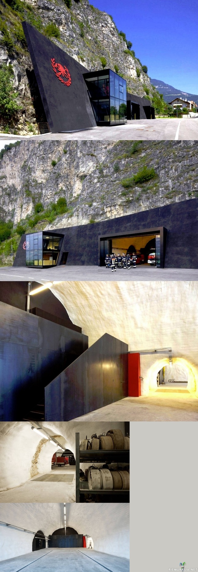 Paloasema Italiassa - Italialainen paloasema joka vastikää rakennettu kallioon. Salainen luolasto, wow!