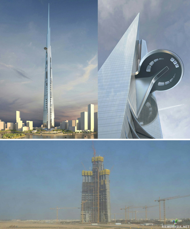Jeddah Tower - Dubaihin tuleva kilometrin korkuinen rakennus. Odotettu valmistuvan 2020.