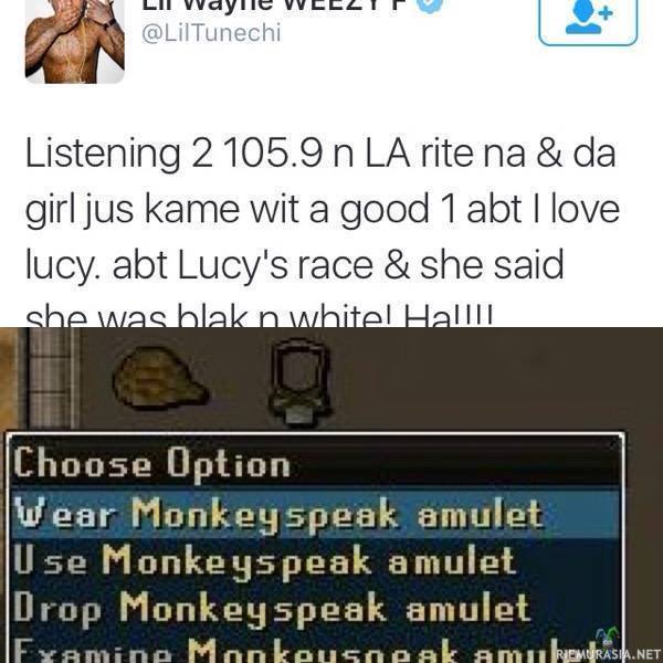 Wear Monkeyspeak amulet - Lil Waynen twiittien tulkkaamiseen tarvitsee apuvälineitä