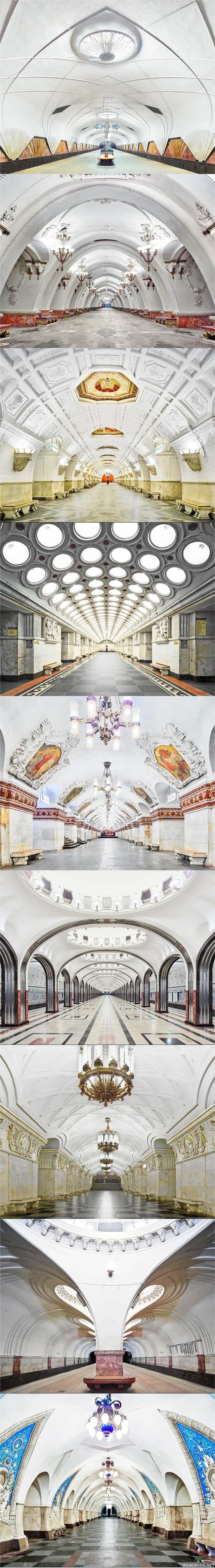 Metroasemia Moskovassa - Vähän hienompia kuin länsimetron asemat.