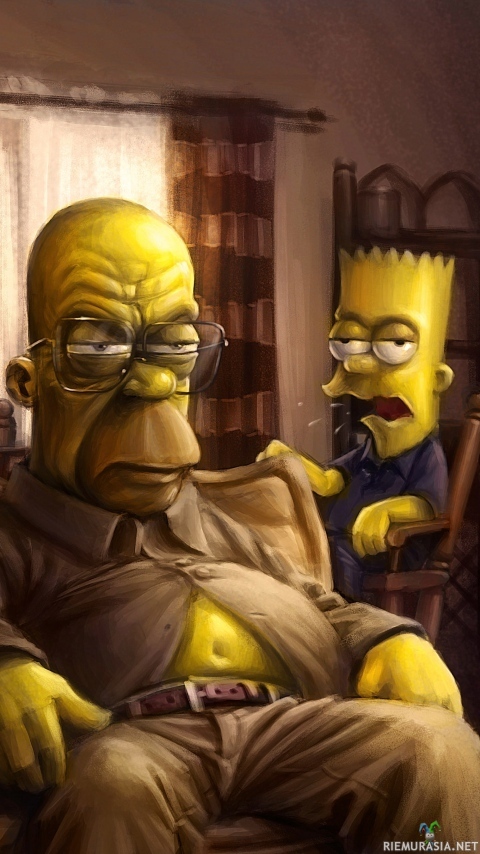 Simpsons breaking bad - Bart ja Homer piirrettynä Breaking Bad -tyyliin.