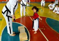 Pikkutytön taekwondomurskaustaidot