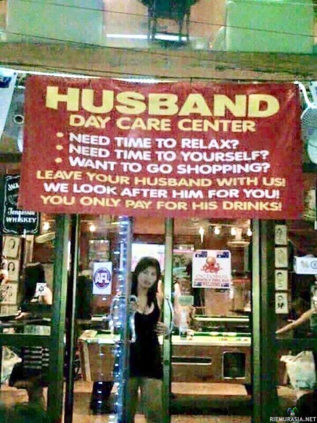 Husband day care center - Tuonne voi jättää aviomiehensä shoppailun ajaksi..