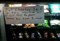 Cheetosit takaisin automaattiin
