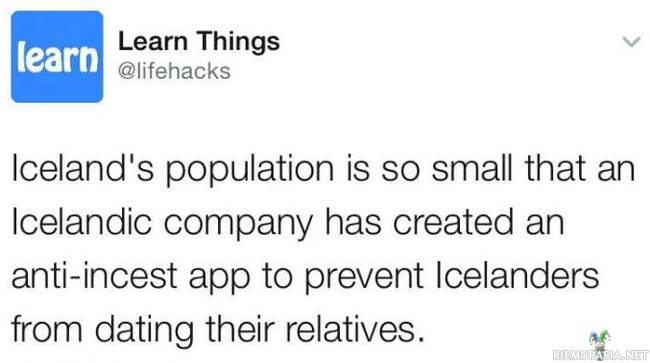 Islannin väestö - Niin vähän asukkaita että on kehitettu mobiili-applikaatio ettei vahingossa deittaile sukulaisiaan
