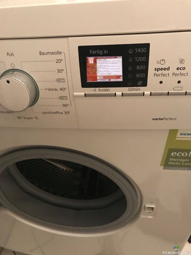 WannaCry iski pesukoneeseen - Eipä sitten pestäkään pyykkiä..