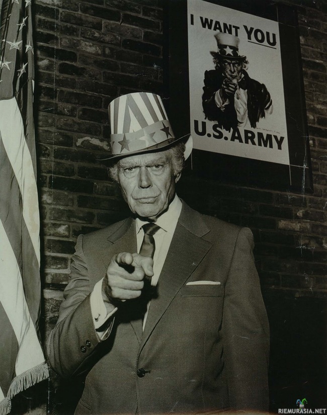 Walter Botts as Uncle Sam, 1970 - &quot;I Want You&quot;-julisteita painettiin yli neljä miljoonaa vuosina 1917 ja 1918.