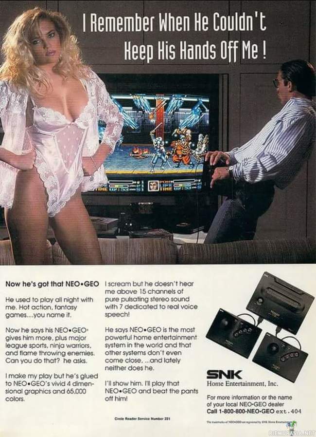 Vanha Neo Geo konsolimainos - Jotkut asiat ovat hyvin samankaltaisia vielä nykypäivänäkin