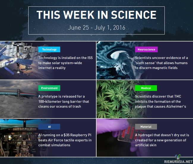 This week in science (W26) - ISS Internet http://ra.fi/13jY | Sixth Sense http://ra.fi/JXOm | Ocean Barrier http://ra.fi/bQHm | Alzheimer&#039;s Plaque http://ra.fi/Rfq2 | Air Force AI http://ra.fi/usT9 | New Hydrogel http://ra.fi/hBI9