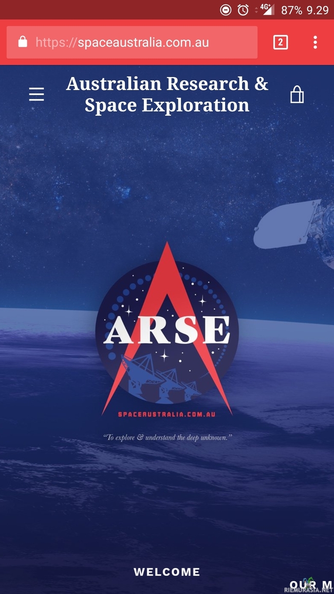 Australian research & space exploration.  - Tai tuttavallisemmin ARSE.  Slogan ja kaikki loppuun asti suunniteltu. 