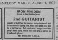 Iron Maidenilla kitaristi hakusessa