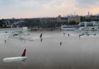 Lentokenttä myrskyn jälkeen