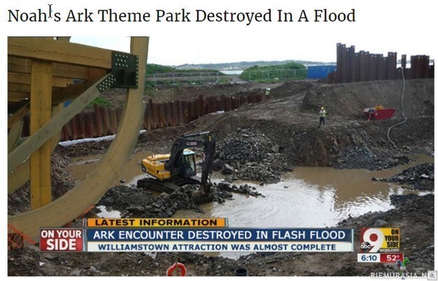 Nooan puisto - Nooan arkki teemapuisto tuhoutui tulvassa, oh the irony!