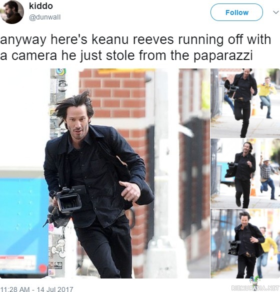 Keanu Reeves vitsailaa paparatsien kustannuksella