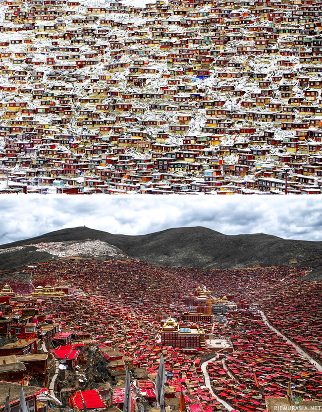 Larung Gar - 40 000 munkin ja nunnan koti Kiinassa. Sêrtar County of Garzê Tibetan Autonomous Prefecture, in Sichuan, China
