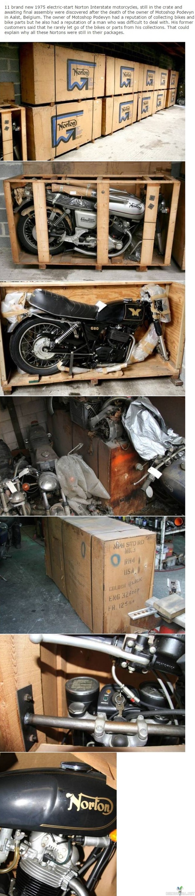 Belgialainen löytö - Vuoden &#039;75 moottoripyöriä löytynyt kasapäin belgialaisesta pajasta.