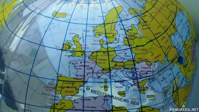 Tarkka euroopan kartta puhallettavassa rantapallossa