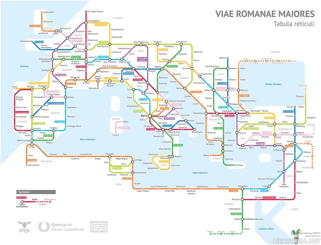 Rooman valtakunnan aikaiset tiet metrokarttana - Historia- ja karttapornoa rasialaisille olkaa hyvä. Googlatkaa kaupunkien nimet.