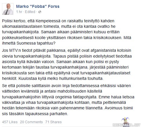 Fobba kommentoi kempeleen keissiä - Nettipoliisi Fobba jakaa ajatuksiaan