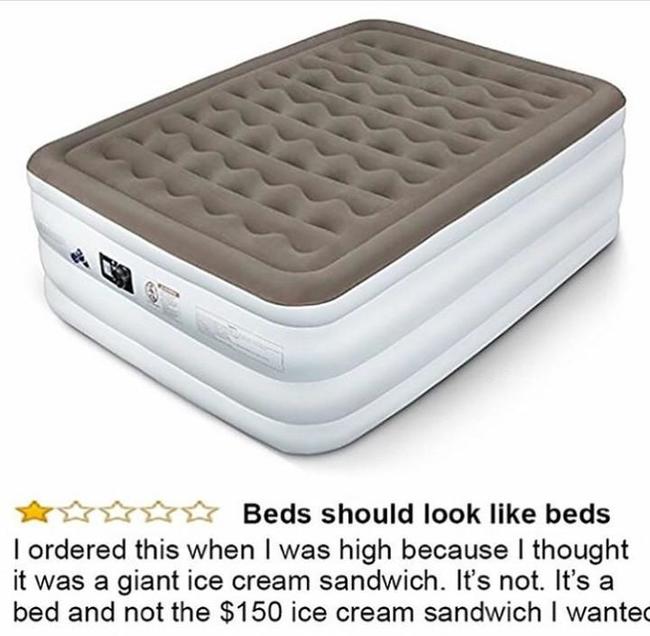 Harhaanjohtava sänky - Jäätelökeksi ei näyttänyt arvostelijan mielestä sängyltä.