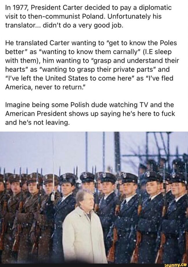 Presidentti Carter ja Puolan visiitti - Välillä tulee käännösvirheitä