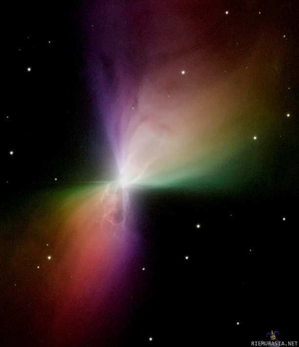 Boomerang nebula - Bumeranginebula (joskus myös rusettinebula) on Kentaurin tädistön suunnassa 5000 valovuoden päässä sijaitseva nebula eli tähtisumu. Sumun keskellä sijaitseva tähti on tullut tiensä päähän ja ulostaa ulkokerroksiaan ulospäin jopa 164km/s. Tähdestä sinkoutuvan kaasun nopeus ja rivakka laajeneminen varastaa sumun keskustasta lämpöä ja tekee siitä universumin kylmimmän luonnollisen paikan (1ºK, eli -272,15ºC, asteen absoluuttisen nollapisteen yläpuolella.)

Extra: Universumin keinotekoisesti kylmimmällä paikalla on osoite; 77 Massachusetts Avenue, rakennus 26-243, Cambridge, Massachusetts.