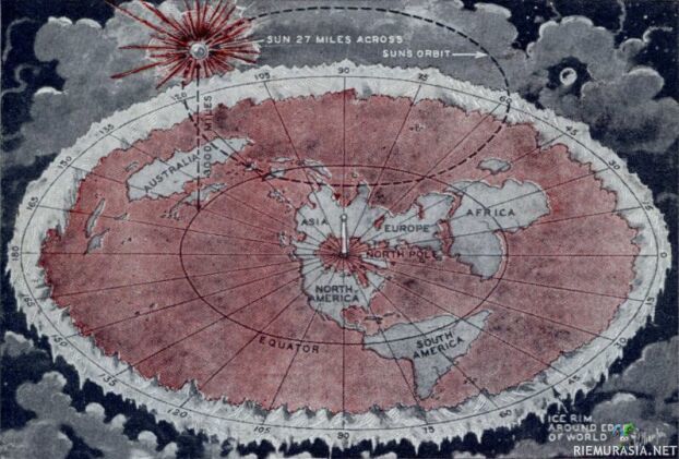 Litteän maailman teoria Antarktis maailman reunana - Tämän teorian mukaan Antarktiksen mannerjään reuna + vähänmatkaa horisonttiin on maailman reunan muuri. Reuna on uloskäynti litteästä maailmasta.