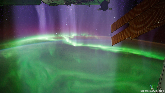 Revontulia avaruudesta katsottuna nyt HD versiona - Kansainväliseltä avaruusasemalta (ISS) noin 400km korkeudesta otettu Todella tarkka ja uusi kuva revontulista Pohjoisella pallonpuoliskolla.