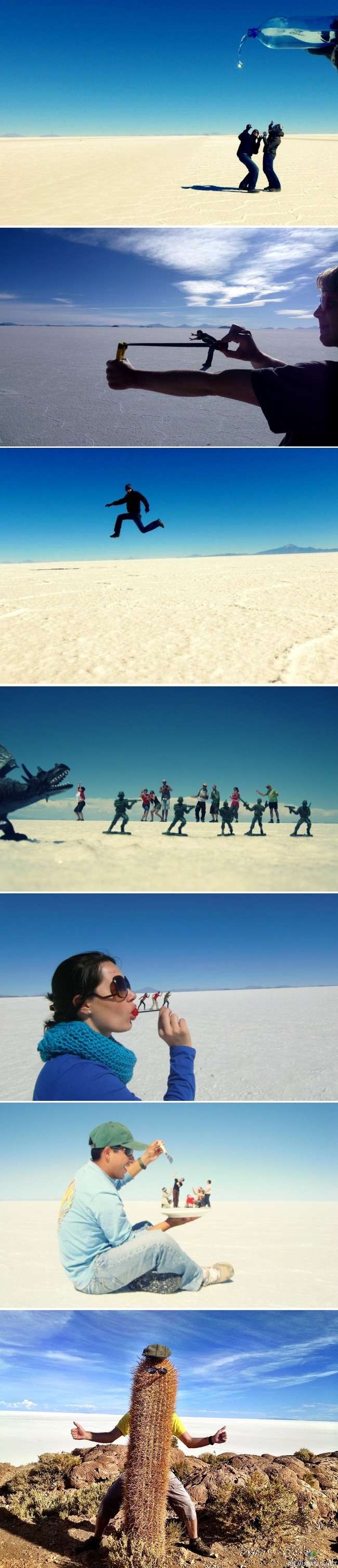 Hassuttelua keskellä ei mitään - Kuvia Salar de Uyunilta joka on maailman suurin suolatasanko ja se sijaitsee Boliviassa Etelä-Amerikassa. Kaikki valokuvat ovat aitoja ja  muokkaamattomia.