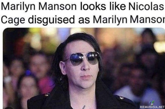 Kuin kaksi marjaa. Tai jotain. - Marilyn Manson näyttää kuin Nicholas Cage olisi Marilyn Mansonin valepuvussa?