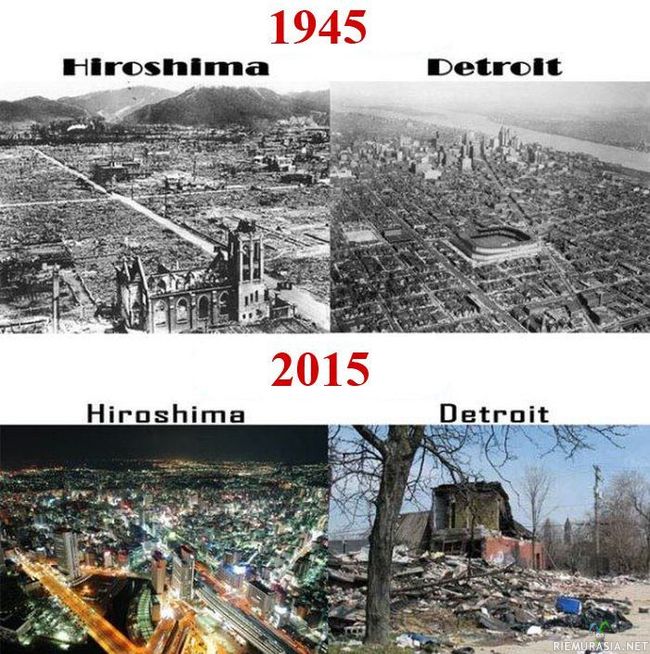 Hiroshima & Detroit ennen ja nyt.