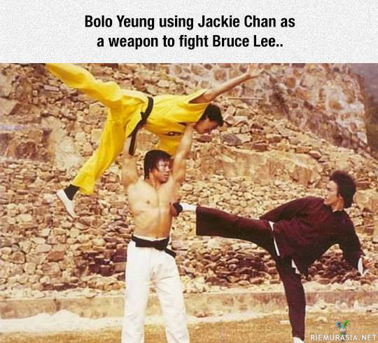 Bruce Leetä vastaan taisteleminen - Bolo Yeung käyttää Jackie Chania lyömäaseena elokuvassa Enter the dragon