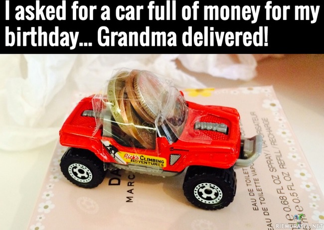 Mummo antoi lahjaksi mitä toivottiin