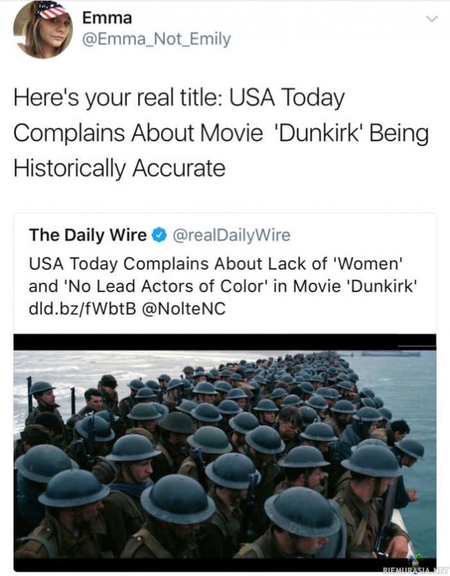 Dunkirk  - Kaikkien yllätykseksi mieli jälleen pahoitettu.