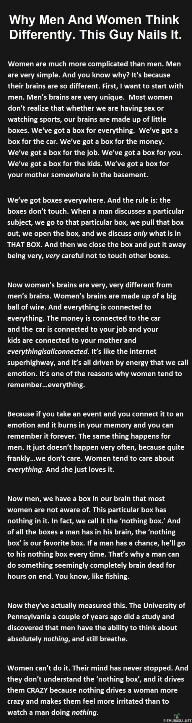 The Tale of Two Brains - Why men and women think differently