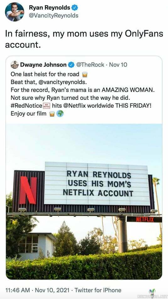 Ryan reynolds - ryan kommentoi