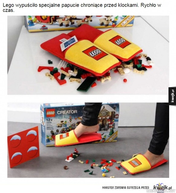 Legotohvelit - Koska tavallisilla tohveleillahan ei voi suojautua irrallisia legopalikoita vastaan