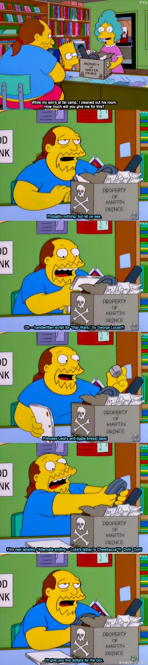 Simpsonit - Comic book guy kusettaa asiakkaita