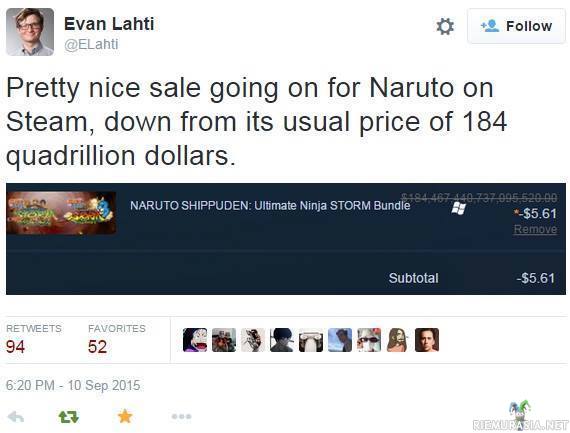 Naruto alennuksessa Steamissa