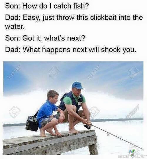 Kuinka kalastella - Isä opettaa pojalleen klikkikalastusta