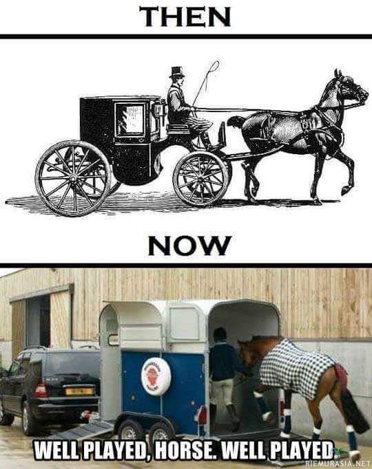 Hevonen ennen ja nyt - aika hyvin pelattu
