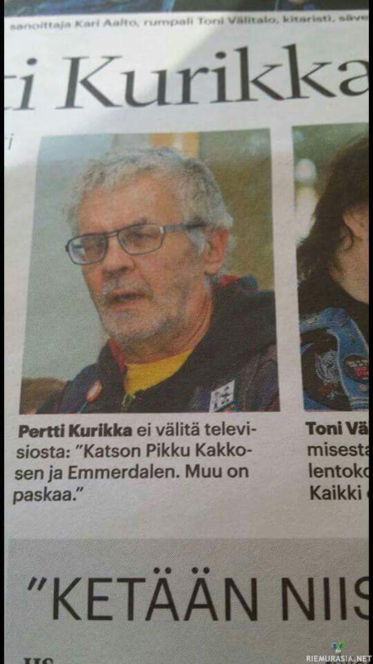 Pertti Kurikka ja television tarjonta - Pertti on asian ytimessä