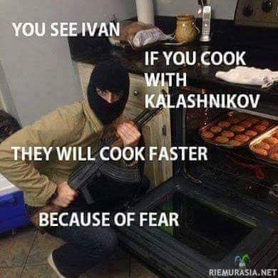 Kokkausniksi Venäjältä - Kalasnikovin avulla ruoka kypsyy nopeammin