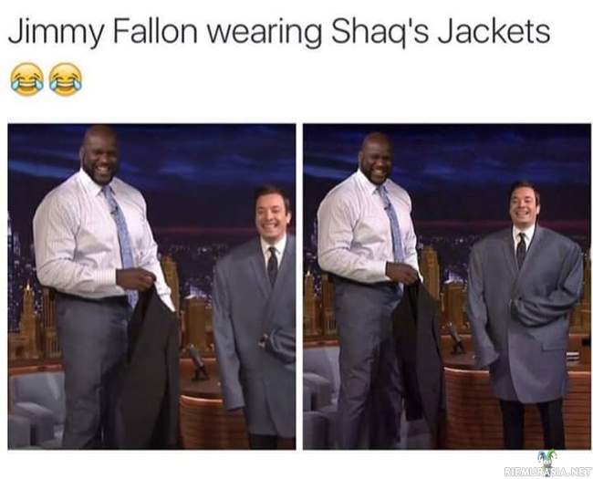 Jimmy Fallon sovittaa Shaqin takkia  - Siinä ois vähän kasvunvaraa 