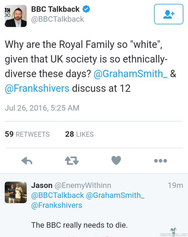 Miksi kuninkaallisperhe on niin valkoihoisia? - Siis mitä helkkaria BBC? Tietääkseni kuninkaalliseksi synnytään?