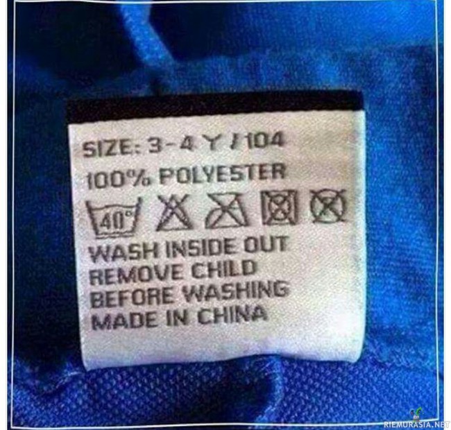 Vaatteen pesulappu - Muista ottaa lapsi pois