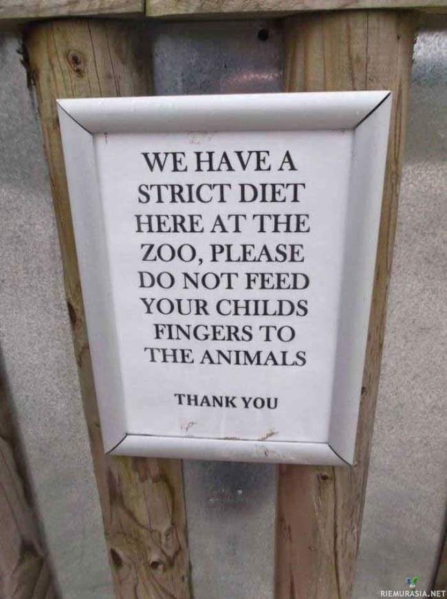 Eläintarhan eläinten tiukka ruokavalio - Lasten sormien syöttäminen eläimille ehdottomasti kielletty