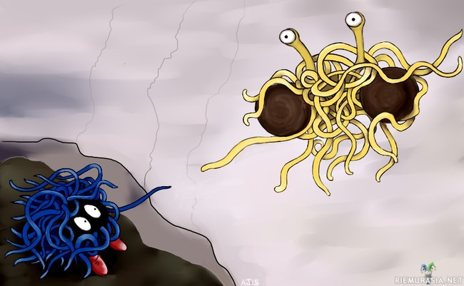 Lentävä spagettihirviö Pokemonissa? - Näillä kahdella kaveruksella on suuri yhdennäköisyys. Olisiko kyseessä spagettihirviön ilmestymä?